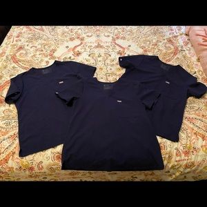 (Bundle of 3) Figs Catarina one pocket scrub top Navy